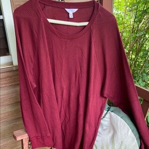 Ribbed Burgundy Long Sleeve Top